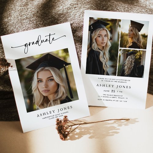 Modern Graduate Script Photo  Invitation