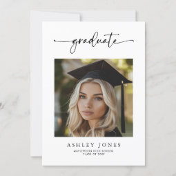 Modern Graduate Script Photo Invitation | Zazzle