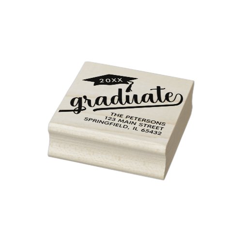 Modern Graduate Script Return Address Rubber Stamp