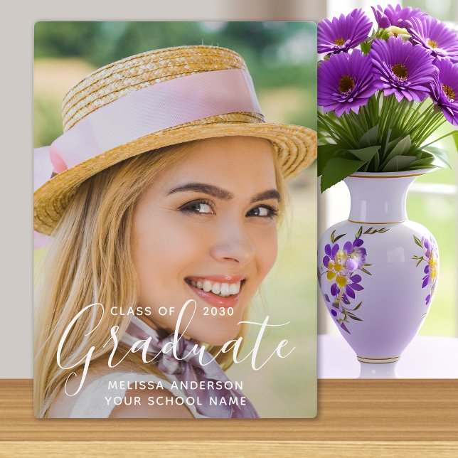 Modern Graduate Simple Custom Photo Graduation  Plaque (Creator Uploaded)