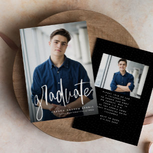 Modern graduate simple two photo graduation invitation