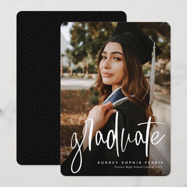 Modern graduate stylish graduation announcement (Front/Back)