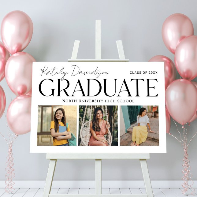 Modern Graduate Three Photo Welcome Foam Board (Creator Uploaded)
