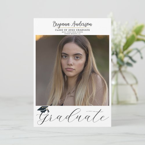 Modern Graduate Trendy Photo Graduation Cap Invitation