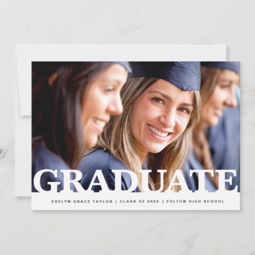 Modern Graduate Type Photo Graduation Party Invitation