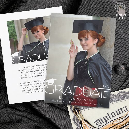 Modern Graduate Typography 2 Photos Graduation Announcement