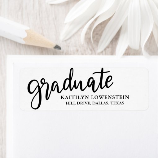 Modern Graduate Typography Black Chic Label | Zazzle
