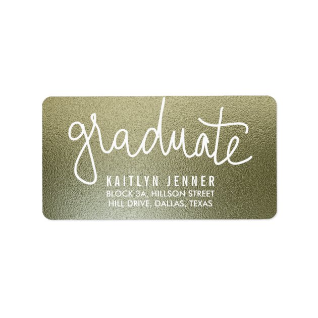 Modern Graduate Typography Faux Silver Foil Label