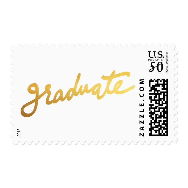 Modern Graduate Typography Gold Foil Chic Postage