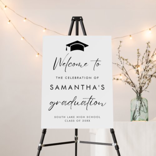 Modern Graduate White Script  Photo Graduation   Foam Board