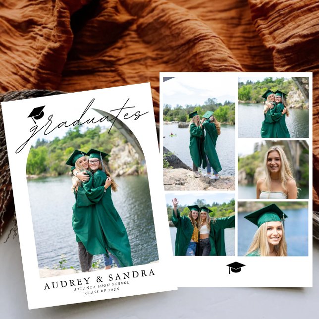 Modern Graduates Double Graduation Announcement (Creator Uploaded)