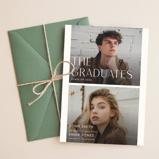 Modern Graduates Joint Graduation Invitation  Postcard (Creator Uploaded)