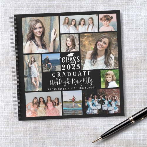 Modern Graduation 11 Photo Collage Guestbook Notebook