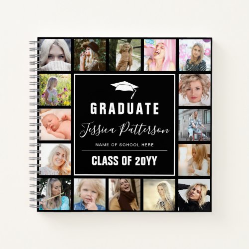 Modern Graduation 17 Photo Collage Keepsake Guest  Notebook