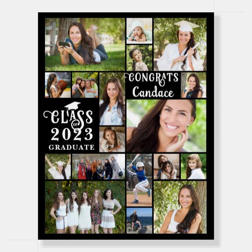 Modern Graduation 18 Photo Collage Class Year Foam Board | Zazzle