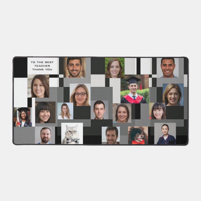 Modern Graduation 18 Photos Best Teacher Thank You Desk Mat (Front)