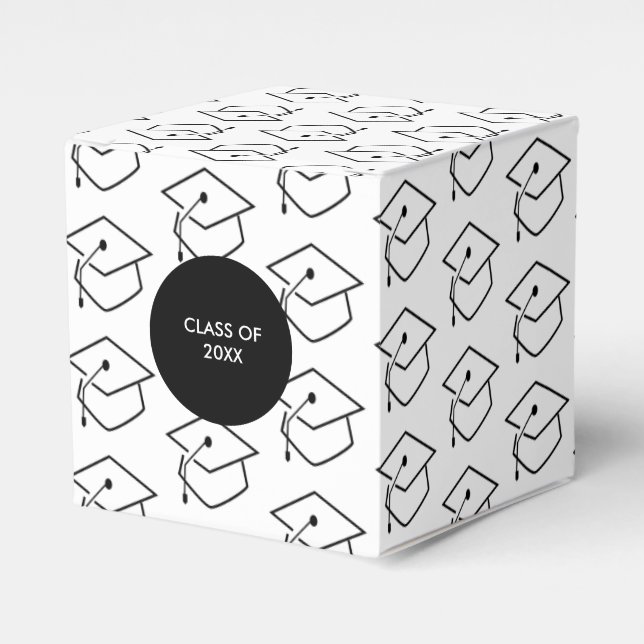 Modern Graduation 2020 Black and White Pattern Favor Boxes (Front Side)