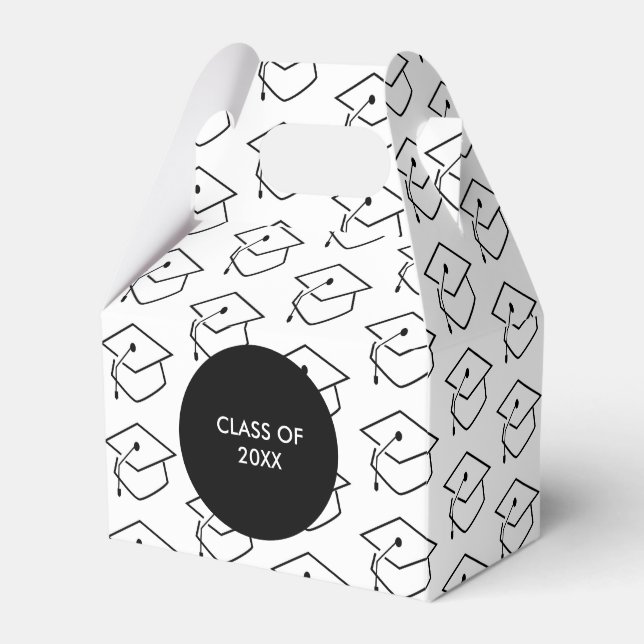 Modern Graduation 2020 Black and White Pattern Favor Boxes (Front Side)