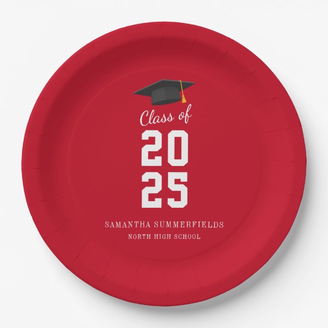 Modern Graduation 2025 Elegant Grad Party Paper Plates (Front)
