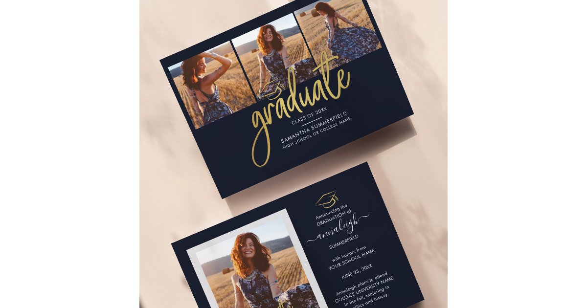 Modern Graduation 2025 Grad Photos Announcement | Zazzle