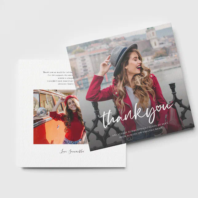 Modern Graduation 2025 Grad Photos Thank You Card | Zazzle