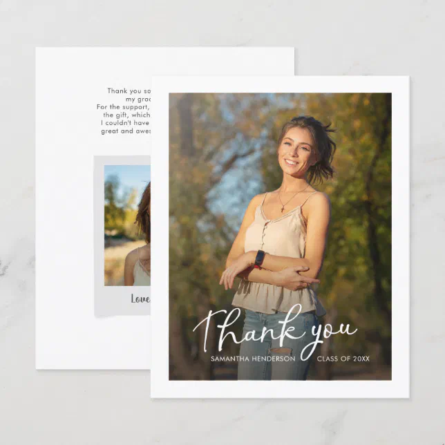 Modern Graduation 2025 Photo Script Thank You Card | Zazzle