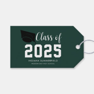Modern Graduation 2025 Script Green Grad Custom Gift Tags