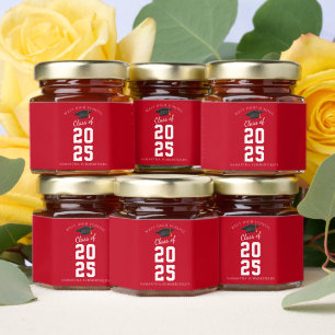 Modern Graduation 2025 Simple Grad Party Custom Honey Jar Favors