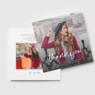 Modern Graduation 2026 Grad Photos Thank You Card