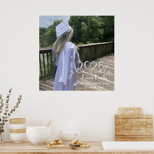 Modern Graduation 2026 Gray Pink Photo Magnet Poster