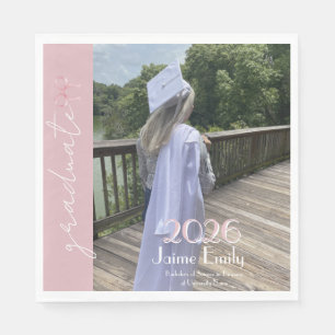 Modern Graduation 2026 Light Pink Bow Photo Napkins