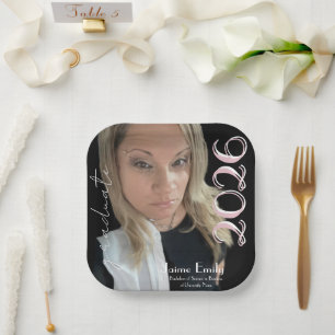 Modern Graduation 2026 Light Pink Photo Napkin Paper Plates