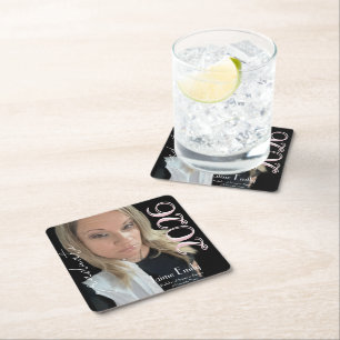 Modern Graduation 2026 Light Pink Photo Napkin Square Paper Coaster