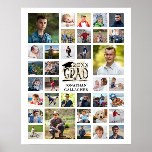 Modern Graduation 35 Photo Collage GRAD Party Poster