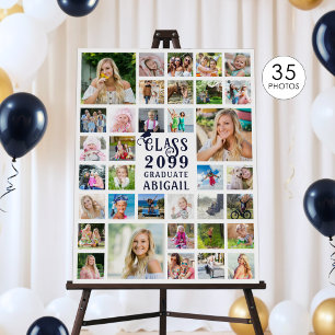 Modern Graduation 35 Photo Collage Navy Class Year Foam Board