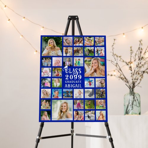 Modern Graduation 35 Photo Collage Year Royal Blue