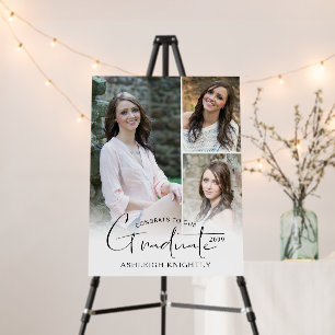 Modern Graduation 3 Photos Handwritten Welcome Foam Board