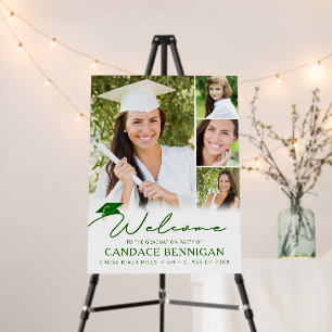 Modern Graduation 4 Photos Green Script Foam Board