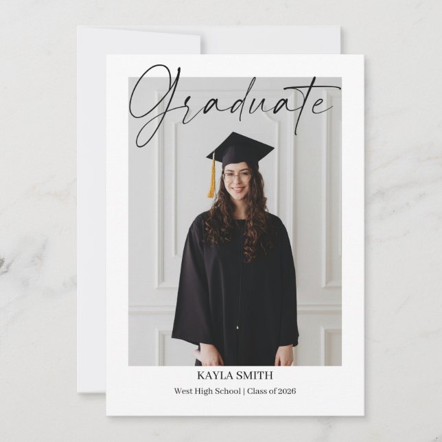 Modern Graduation Announcement Card Editable Photo (Front)
