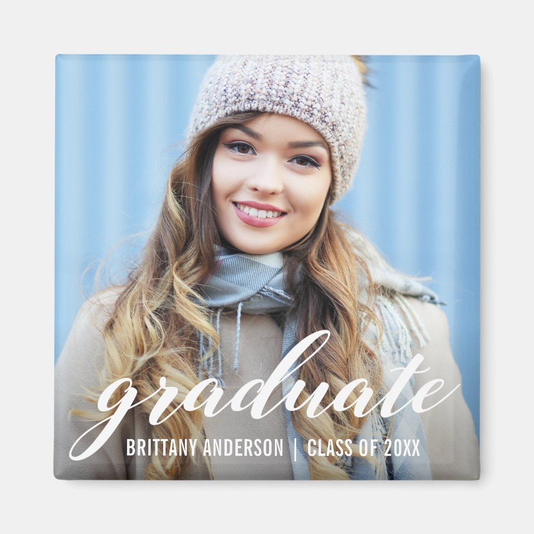 Modern Graduation Announcement Graduate Photo Sq Zazzle