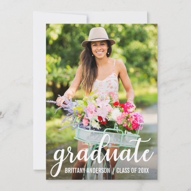 Modern Graduation Announcement Photo Card (Front)