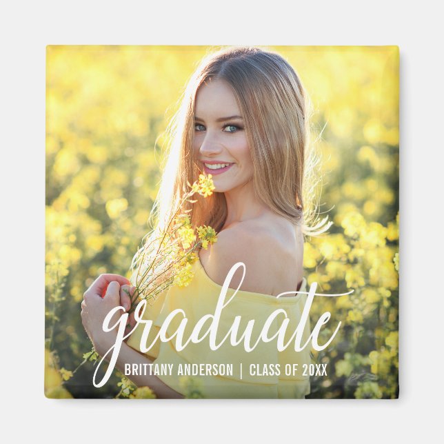 Modern Graduation Announcement Photo SW Magnet (Front)