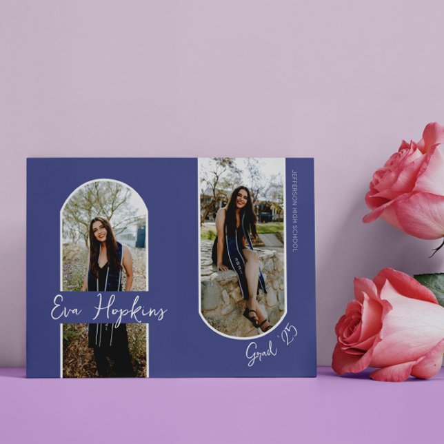 Modern Graduation Announcement Two Photos (Modern graduation announcement two photos)
