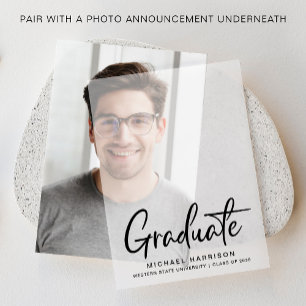 Modern Graduation Announcement Vellum Overlay 