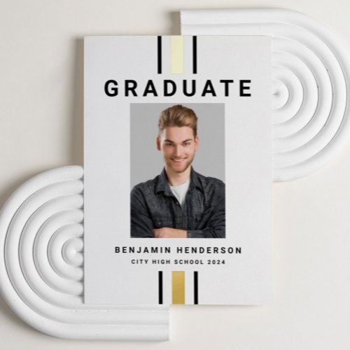 Modern Graduation Black Gold Foil Announcement 