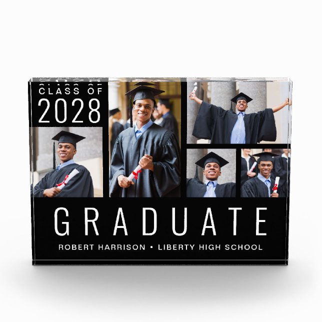 Modern Graduation Black Photo Block (Front)