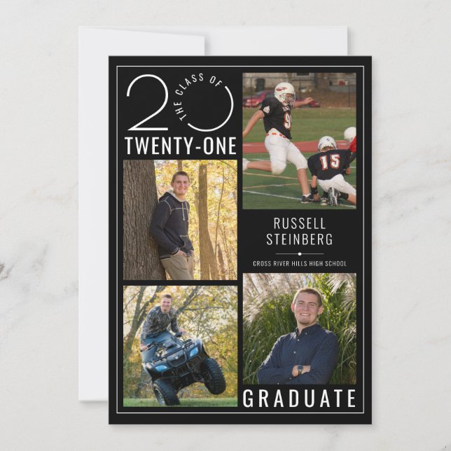 Modern Graduation Black Stylist Class Year Announcement (Front)