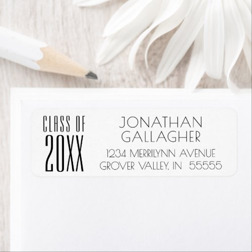 Modern Graduation Black White Class Year Label