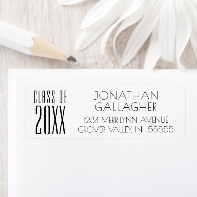 Modern Graduation Black White Class Year Label (Insitu)