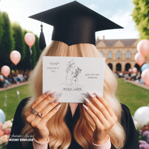 Modern Graduation Black & white line art graduate Invitation
